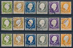 1911. Jon Sigurdsson. 3 komplette stemplede sæt i flot kvalitet. Facit 2100