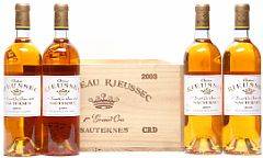 12 bts. Château Rieussec, Sauternes. 1. Cru Classé 2003 A hfin. Owc.