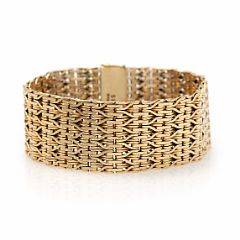 Armbånd af 14 kt. guld. L. ca. 19x2,5 cm. Vægt ca. 69 gr.