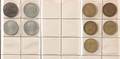 Samling danske mønter i album, inkl. 12 kr 1939, 25 øre 1924-1947 komplet sæt, 200 kr 1992 samt lidt kurserende mønter
