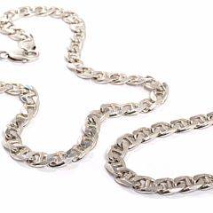 Panserhalskæde og -armbånd af sterlingsølv. Vægt ca. 102 gr. L. ca. 50 og 21,5 cm. B. ca. 9 mm. 2
