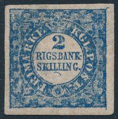 1852. 2 RBS Thiele. Plade I, nr.42. Type 10. Smukt ubrugt mærke med pæne rande, hængslet med original gummi gummien er krakkeleret. AFA 26000. Attest Nielsen