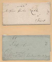 1789-1841. Lot med 3 fine prefilbreve sendt til BJERT. Heraf 2 med fuldt indhold