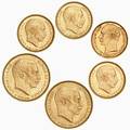 Frederik VIII, 10 kr 1909, H 2, F 298, Christian X, 20 kr 1916, 1917, H 1A, F 299, 10 kr 1913 2, 1917, H 2, F 300, i alt 6 stk.