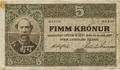 Island, 5 kr u. år 1907, Sieg 9, Pick 4, rift i højre side