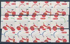 Frankeringsetiketter. Planche med 15 stk, alle UDEN VÆRDI.