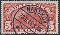 1915. 5 kr. Posthus, brunrød. Vm.IV. Pragtmærke med knivskarpt stempel NAKSKOV 23.11.15