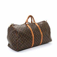 Louis Vuitton Keepall 60 i monogram canvas med hank lynlås, brunt foer og ét stort rum. H. ca. 32 cm. L. ca. 60,5 cm. B. ca. 26 cm.