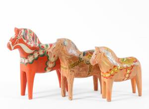 Dalahästar 3st, bl.a. omkring 1900-talets mitt