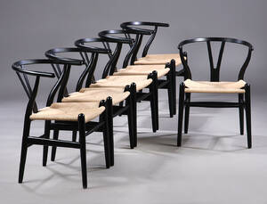 Hans J Wegner. Seks Y-stole, sortlakerede 6