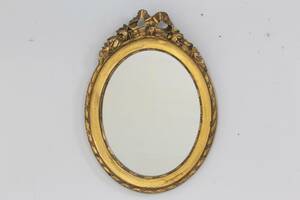 SPEGEL, oval, gustaviansk stil, bronserad