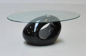 Moderne design sofabord med oval glasplade - Sort. Udstillingsmodel