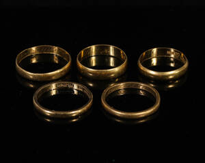 Samling ringar, 23K guld, vikt 15g 5