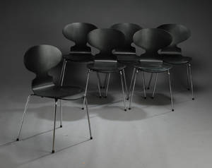 Arne Jacobsen 1902-1971. Sæt på seks stole, model 3101. 6