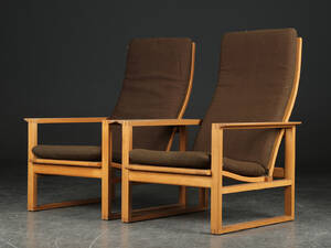 Børge Mogensen. Par slædestole  lænestole af egetræ 2 