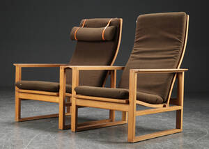 Børge Mogensen. Par slædestole  lænestole af egetræ 2 