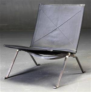 Poul Kjærholm. PK 22 lænestol, sort orginalt læder 