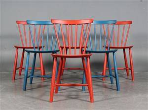 Poul M. Volther. Seks stole i bemalet bøg. 6