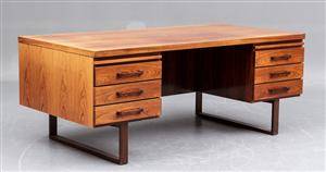 Kai Kristiansen, tilskrevet. Stort Fritstående skrivebord i palisander