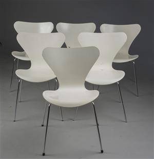 Arne Jacobsen. Seks Syver stole, model 3107. 6