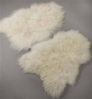 To langhårede Islandske lammeskind. 2. Sortering. Farve Hvid. 2