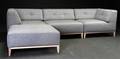 THE SOFA FIFTYONE. Modulsofa med udskiftelige knapper. Cool Grey med Planet Blue knapper i Hallingdal uld.  