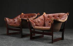 Par lænestole, læder og bøg, 1960-1970, skandinavisk møbeldesign 2