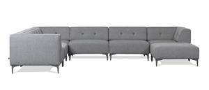 THE SOFA FIFTYONE. Modulsofa med udskiftelige knapper. Cool Grey med Burnt Orange knapper 