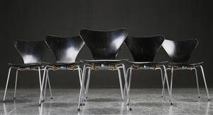 Arne Jacobsen. Seks stole, model 3107, sorte 6