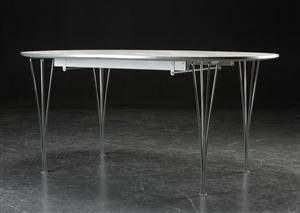 Piet Hein  Bruno Mathsson. Super Ellipse spisebord med to tillægsplader 3