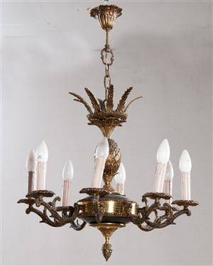 8-lichtige Hängelampe mit Palmblattdekor