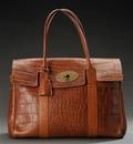 Mulberry. Skuldertaske af krokopræget skind, model Bayswater. 