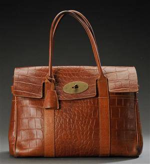 Mulberry. Skuldertaske af krokopræget skind, model Bayswater. 