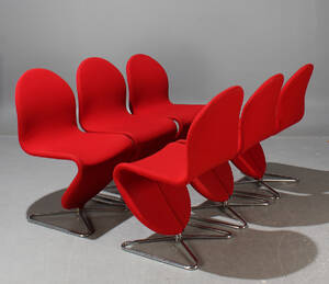 Verner Panton, stolar modell C, System 1-2-3, ull 6