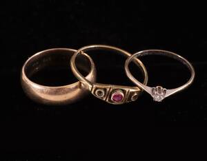 Ringar 3st, 14k samt 18k