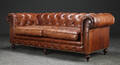 Tre-pers. sofa, læder, Chesterfield stil Denne vare er sat til omsalg under nyt varenummer 4782611