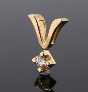 Solitaire brillantvedhæng, ca. 0.10 ct. 14 kt. guld