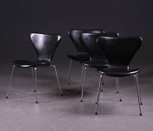 Arne Jacobsen 1902-1971 fire 3107 stole, sort læder 4