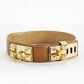 Hermès, skärp Collier de Chien i cognacsfärgat
