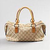 Handväska, Gucci, monogrammönstrad beige canvas