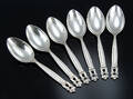 Georg Jensen. KongeAcorn, seks dessertskeer af sterlingsølv. 6 