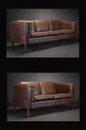 Dansk møbelproducent. Tre-pers. sofa og to-pers. sofa, bøffellæder 2