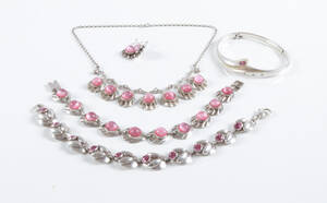 Samling smykker af sterlingsølv med rosa sten 5