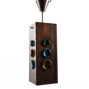 Taklampa koppar  glas