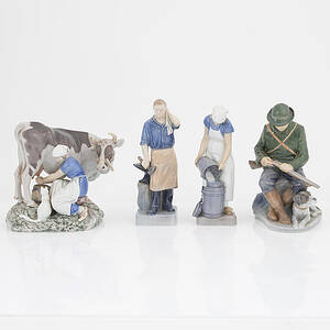 Figuriner 4 st, porslin, Royal Copenhagen 2 och Bing  Gröndahl 2
