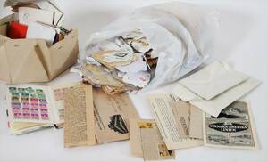 Parti frimärken, brev, m.m.