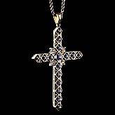 Hänge i form av kors kedja 18 k rödvitguld