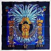 Hermès, scarf, foulardsiden, bläckblå botten