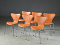 Arne Jacobsen. Seks stole model 3107. Anilinlæder 6