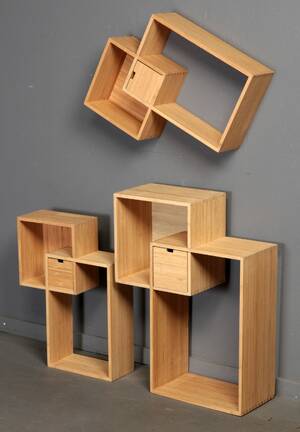 Reolsystem, Mondrian, Bambus 3